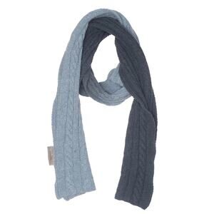 Club Monaco 100% lambs wool ombré blue tones cable knit scarf